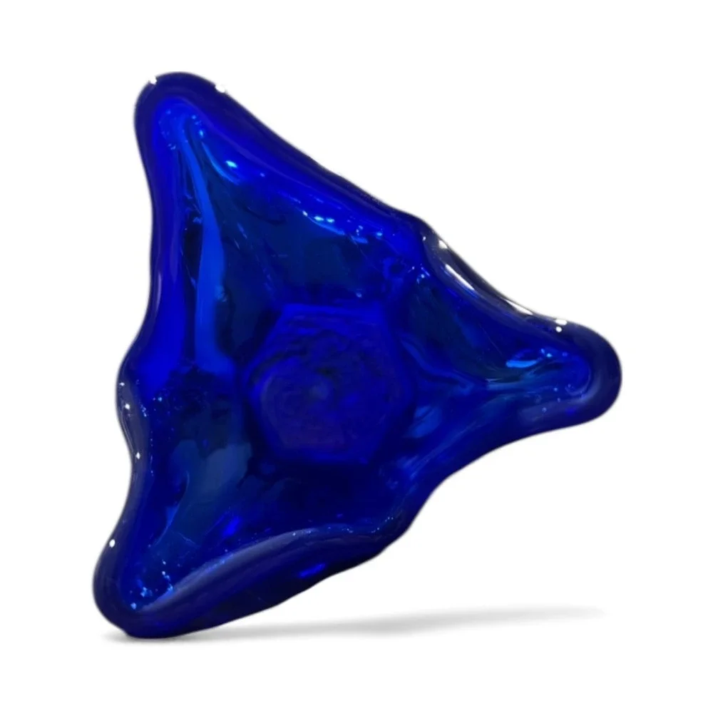 Vibrant Cobalt Blue Swirl Art Glass Vase Sculptural Modern Decor